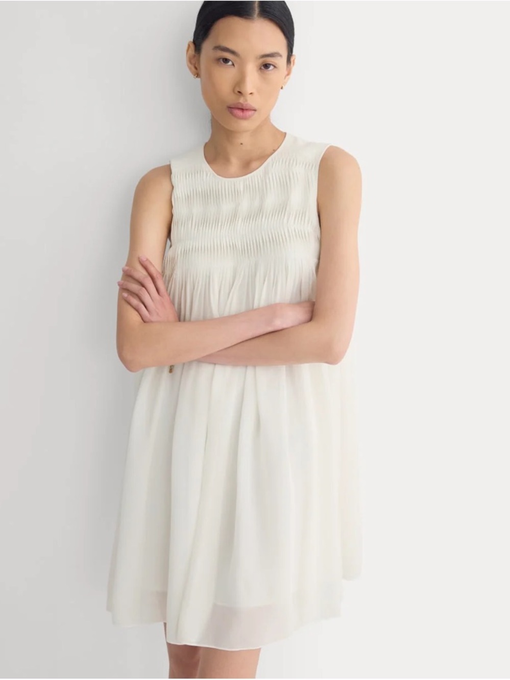 Everlane TWISTED PLEATED MINI DRESS IN SILK GEORGETTE